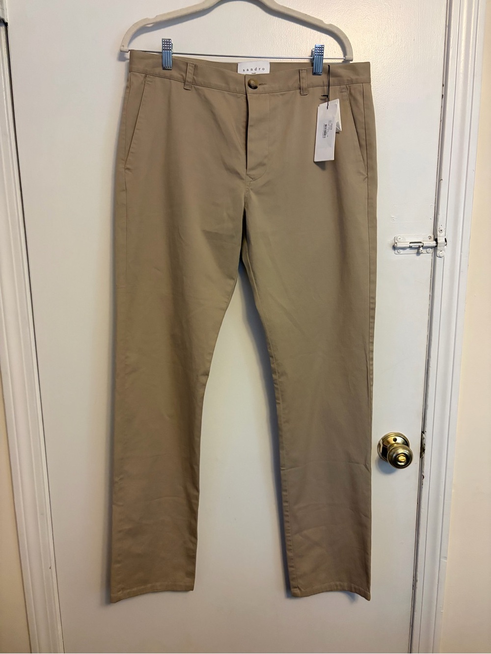 Sandro Slim Fit Cotton Chinos in Beige Clair